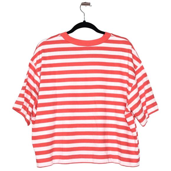 GAP Coral Cropped Striped T-Shirt Size XLarge - Picture 3 of 4